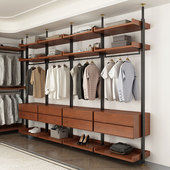 金属衣柜卧室落地铁艺挂衣架顶天立地挂墙步入式 衣柜 衣帽间开放式