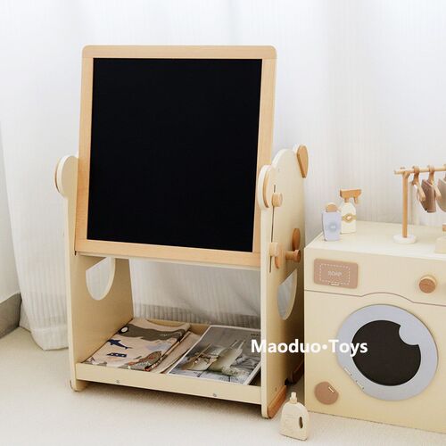 儿童小黑板写字板画板双面支架式家用涂鸦无尘二合一书架绘本架XY