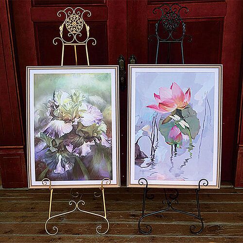铁艺油画架子 烤漆kt板展示架广告架婚庆海报支架迎宾水牌易拉宝