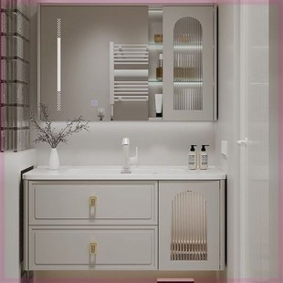 105 法式 115CM浴室柜陶瓷一体盆洗漱台洗脸盆 橡木烤漆75