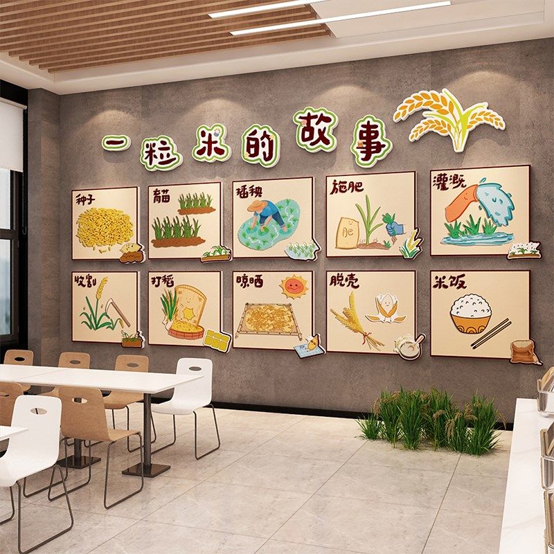 一粒米的故事环创幼儿园主题成品小饭桌食堂育文化墙面装饰托管班