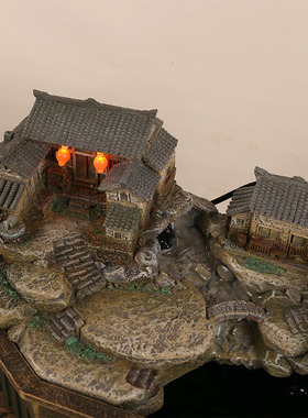 流水摆件循环水茶桌茶几家居客厅旺宅装饰复古怀旧书房摆设加湿器