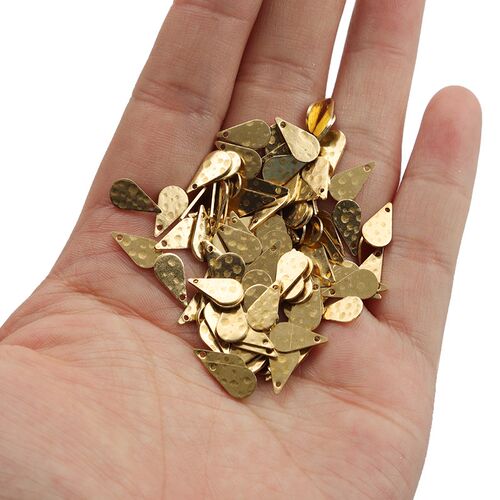 100pcs Wholesale Raw Brass Hammered Tiny Waterdrop Charms fo