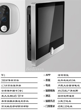 tuy涂鸦智能猫眼可视门铃无线可语音对讲感应监控移动侦报警