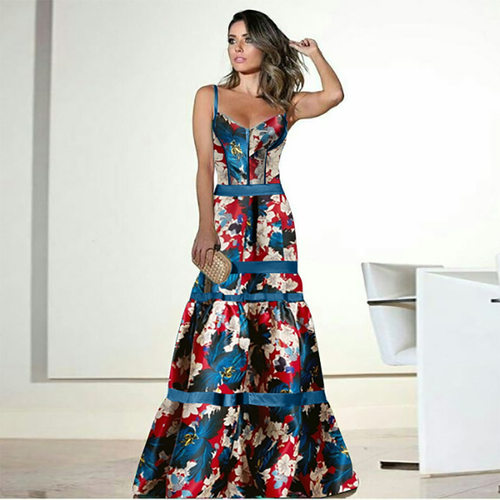 Evening Party Dresses Women Natural Silk Dress Retro Floral