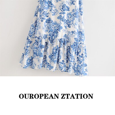 Summer Women Sexy Sling Dress Chic Floral Print Elegant Part