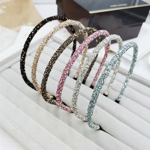 Fashion Korea Crystal Soft Headband for Women Rhinestone Hai
