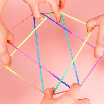 Childrens rainbow-colored string for cats cradle, suitable