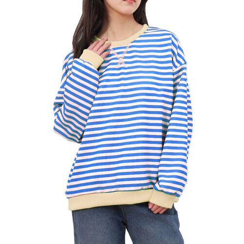 2025 Striped Pattern Round Neck rend Simple Home Casual Long