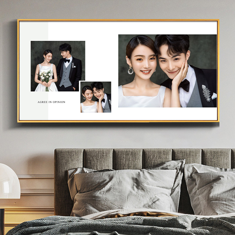 婚纱照相框挂墙放大定制主卧卧室床头结婚照加洗照片打印精修相片