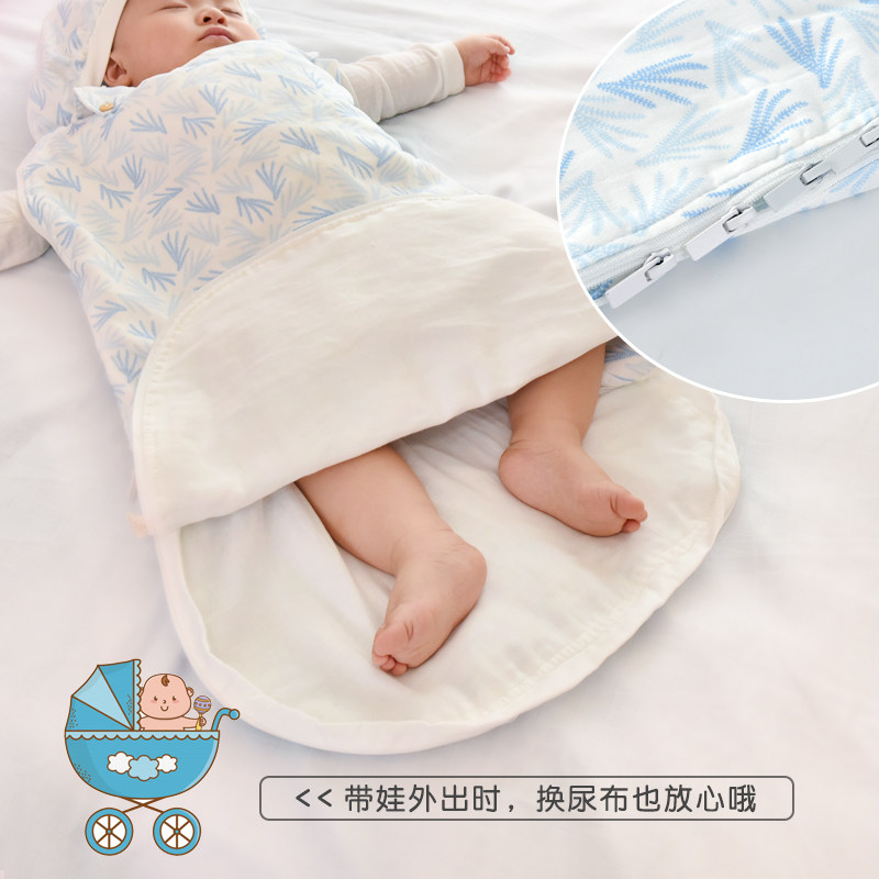 睡袋婴儿夏季新生儿a宝宝防惊跳纱布透气夏天空调房防着凉防踢被