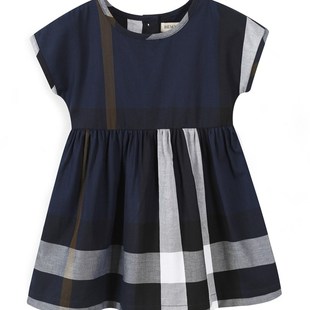 儿童红色连衣裙女童夏装公主裙宝宝格子裙洋气女孩裙子英伦风童装