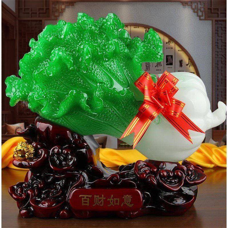 玉白菜摆件工艺品家居客厅玄关酒柜装饰品公司办公桌开业乔迁礼品