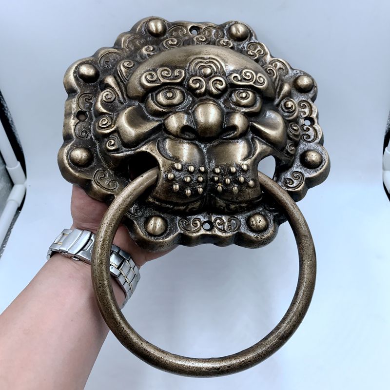 中式仿古纯铜拉手复古门锁搭扣铜配件大门铜把手老式木门黄铜门环