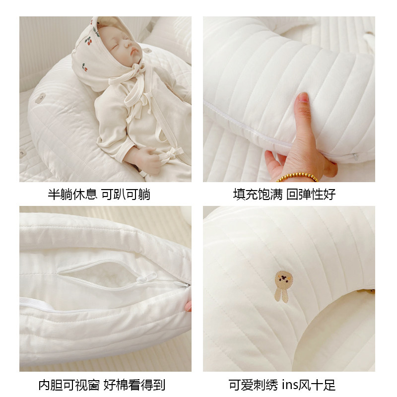 婴儿安抚枕侧睡夹腿月亮枕环腰哺乳枕宝宝抱枕可拆洗腰枕靠垫枕头