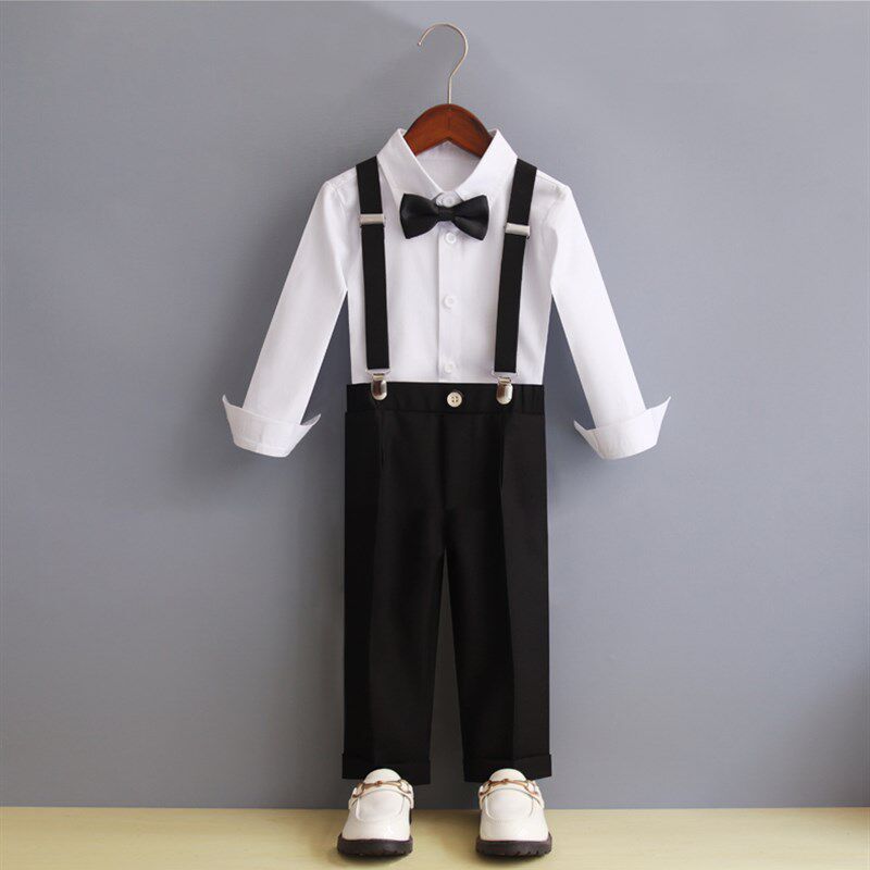男童礼服背带裤套装夏季儿童宝宝六一幼儿园主持花童小西装演出服