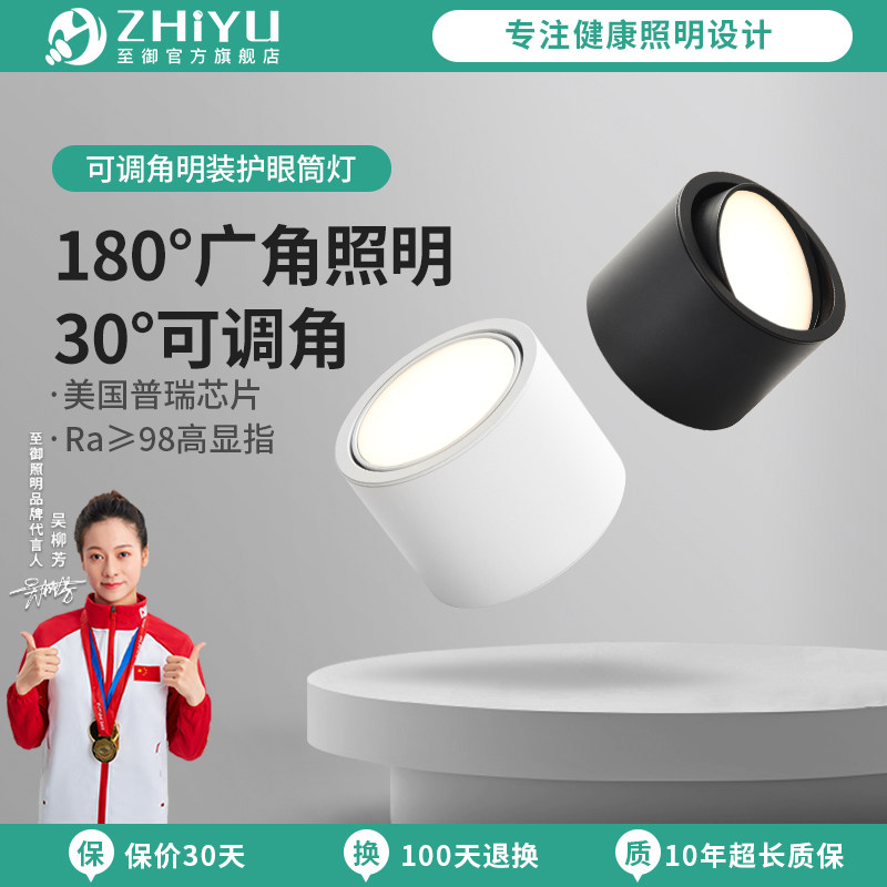 至御明装筒灯可调角度卫生间客厅免开孔卧室玄关过道无主灯具照明