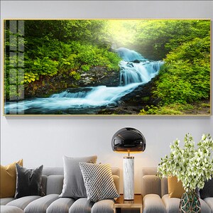 水往右边流挂画小溪流水风景客厅卧室背景墙装饰画水往左边流挂画
