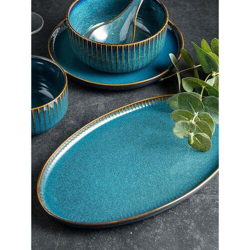 1PC Nordic Style Ceramic Long Plate Big Fish Dish Steamed F