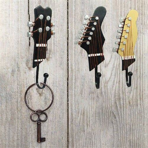 3Pcs Creative Resin Hook Guitar Head Shaped Hanger Resin