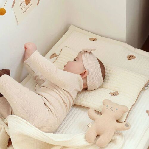 Korean Ins Style Baby Embroidered Bear Pillow Breathable Swe