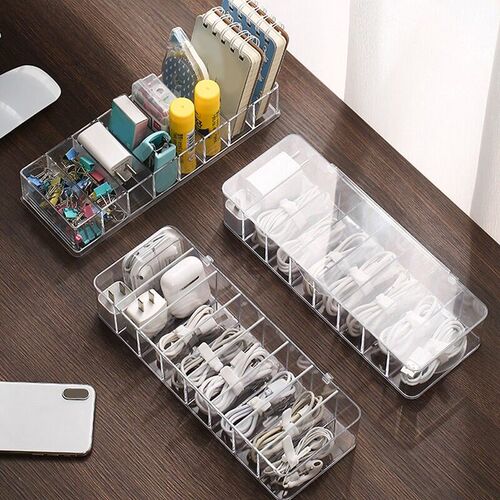 Cable Storage Box Transparent Plastic Data Line Storage Cont