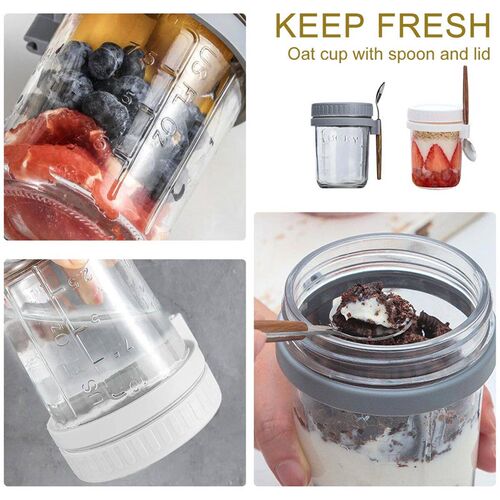 300ML Overnight Oats Jars Milk Fruit Salad Food Storage Cont