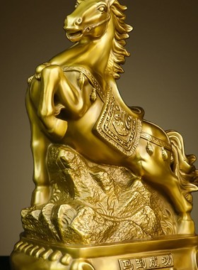 铜马摆件纯黄铜生肖马马到成功工艺品办公室客厅家居店铺装饰礼品