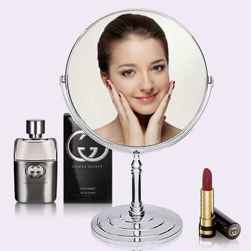 Desktop makeup mirror Double-sided rotating dressing Princes