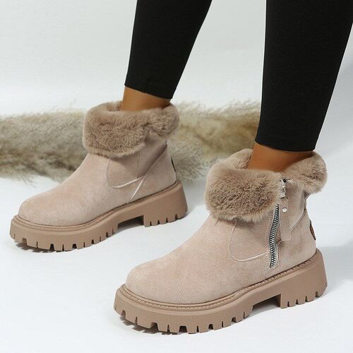 Winter Warm Furry Martin Boots for Women Side Zippered Plus