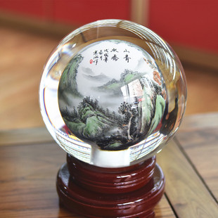 新款内画琉璃水晶球办公桌摆件家庭装饰品手绘商务礼品送客户领导