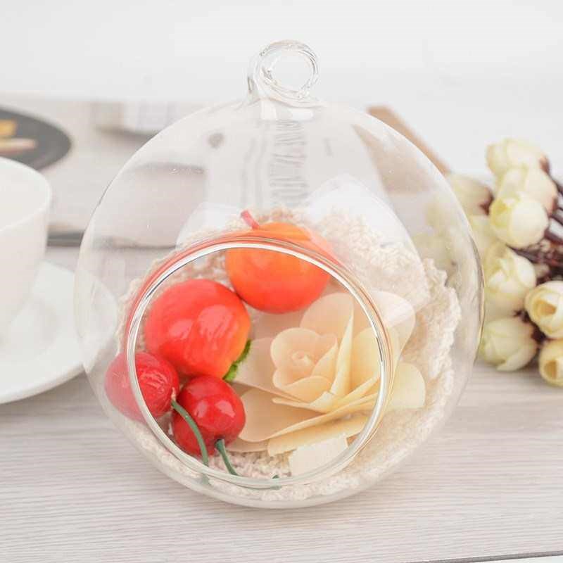 1PC Hanging Tealight Holder Glass 6 8 10 12cm Terrarium Glas - 实物图