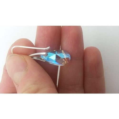 Hot Crystals  Blue Aurora Borealis Adorned Woman Fashion Ear
