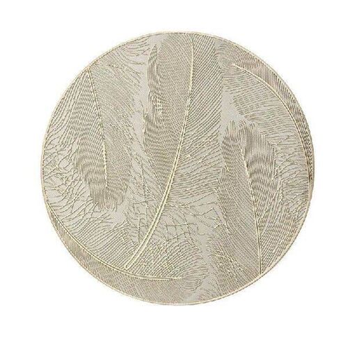 1Pc 38x38cm Round Feather Pattern Dining Table Mat PVC Hot