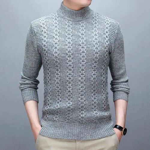 Autumn Winter Men Thicken Mock Neck Sweaters Korean New Fash