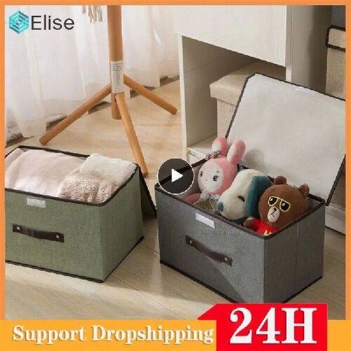 Storage Box Cotton Linen Fabric Foldable Box 2 Size Clothes
