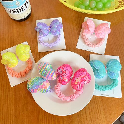 2025 Glitter Butterfly Hair Rope Kids Hairband Ponytail Hold