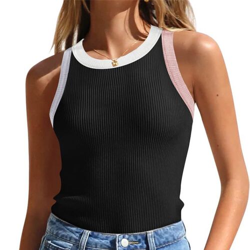 2025 lored Round Neck Vest With I-lined Womens Top