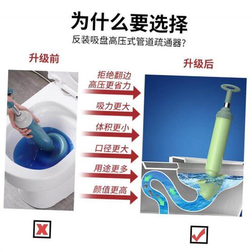 Dredge Plug Air Pump Pipe Plunger Toilet Drain Cleaner 1