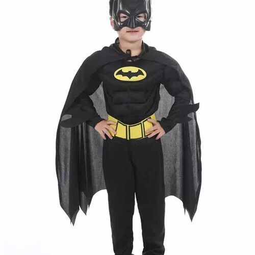 Kids Boys Bat Muscle Costumes with Mask Cloak Movie