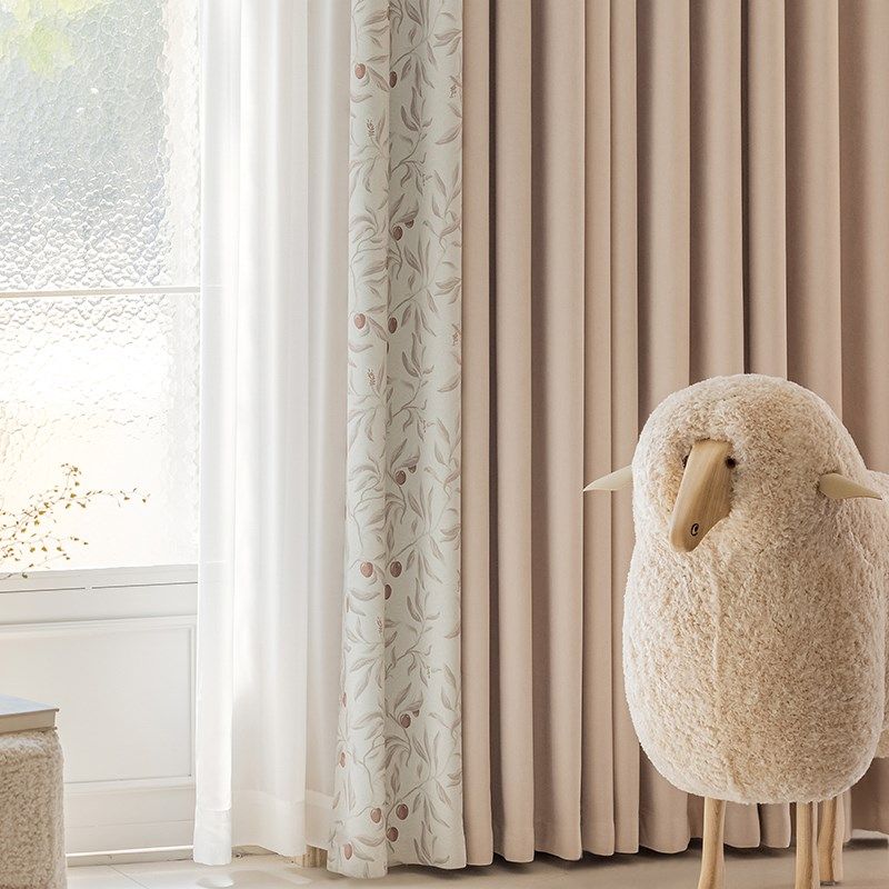 法欧雅法式奶油风橄榄果桃粉色绒感专家雪尼尔遮光窗帘客厅卧室,居家布艺,定制窗帘,淘宝优惠券,粉丝福利购,淘宝优惠卷