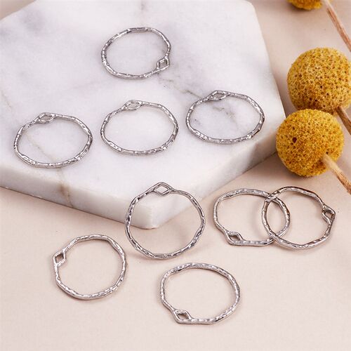 10pcs Alloy Open Back Bezel Pendants Rectangle Oval Round Fr
