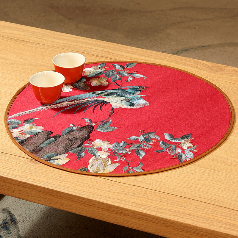 中式餐桌垫防烫隔热圆形餐垫杯垫防水花瓶垫子茶桌垫布茶几垫定制,居家布艺,餐垫,淘宝优惠券,粉丝福利购,淘宝优惠卷