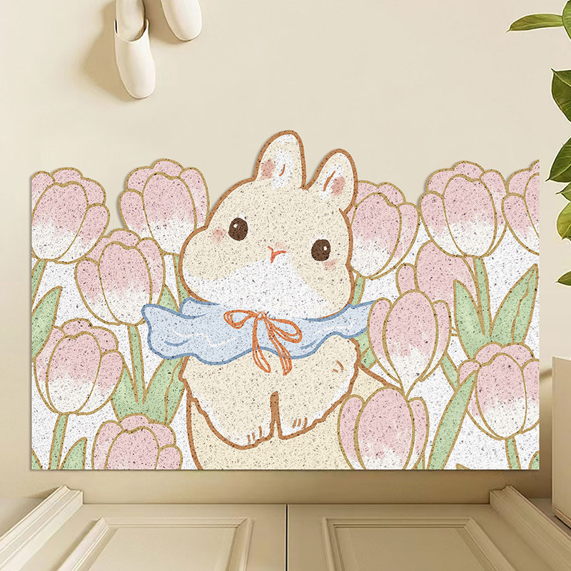 自由裁剪卡通可爱兔啾门口入户丝圈地垫小清新好打理地垫奶油风,居家布艺,入户地垫,淘宝优惠券,粉丝福利购,淘宝优惠卷