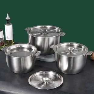 304不锈钢盆多功能不锈钢滤油壶带盖家用储油桶汤锅加高装猪油盆