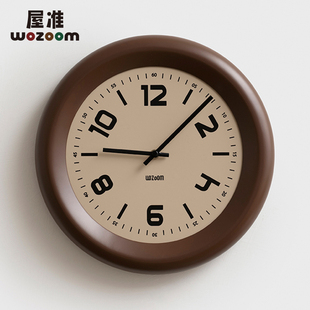 WOZOOM屋准免打孔中古风客厅复古挂钟2024新款钟表挂墙家用时钟