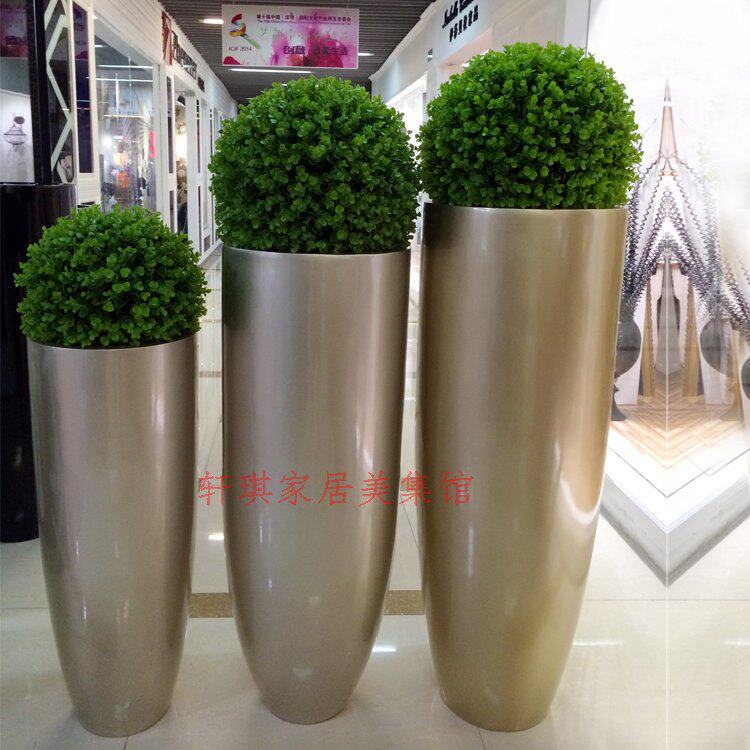 香槟色落地大花瓶花器花盆树脂摆件 客厅酒店大堂商场售楼处软装