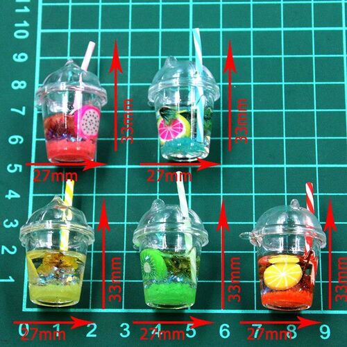 5Pcs 27X33mm 5 Color Noctilucent Fruit Cup Resin Earring Cha