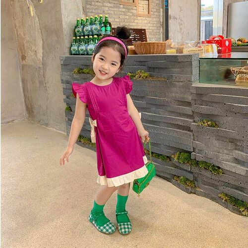 Summer Parent-Child Dress For Girl Baby Dragon Fruit Color M