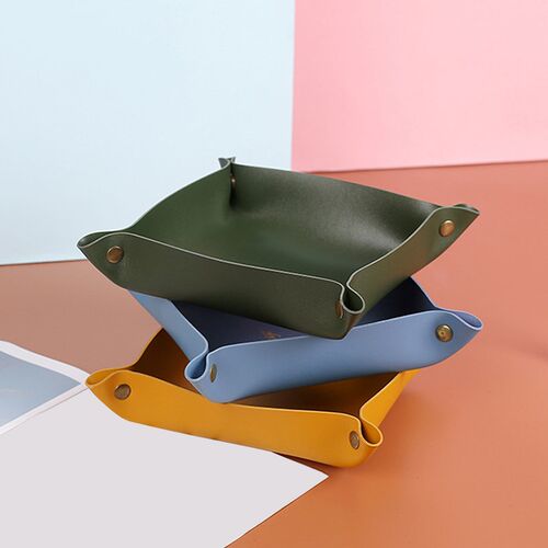 Cute Cat Shape Leather Storage Tray Dice Box Coin Desktop Je